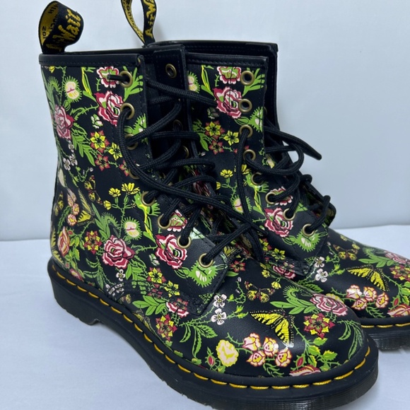 Dr Doc Martens Carnivorous Plants Floral Bloom Combat Boots Women’s Size 8 EU 39 - Picture 3 of 11